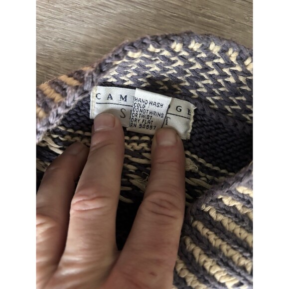 Vtg Cambridge Spirit Cottagecore Blue Floral Jacquard Bow Mock Neck Sweater M - Picture 9 of 9